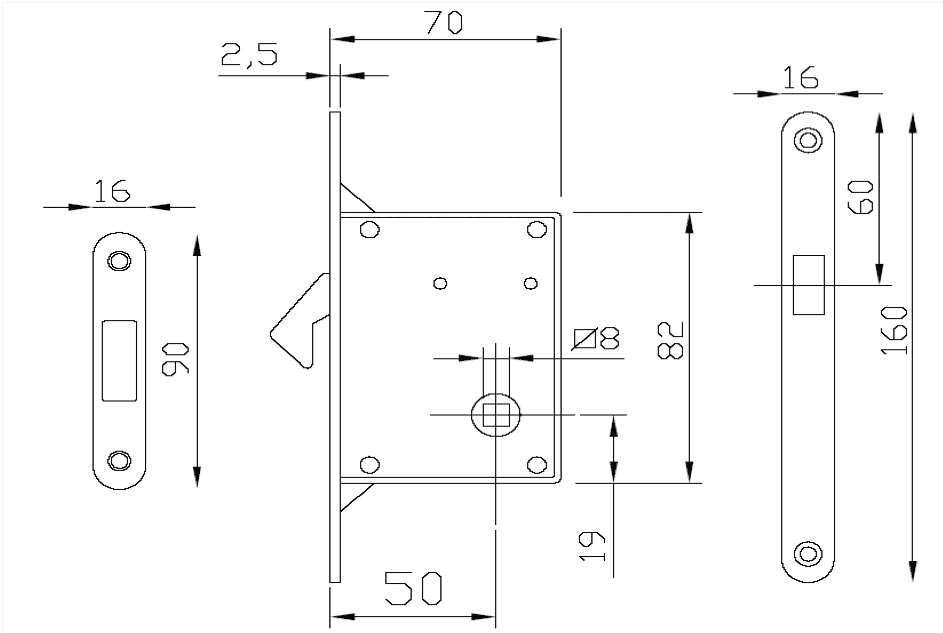 Sliding lock Q8 Plaque